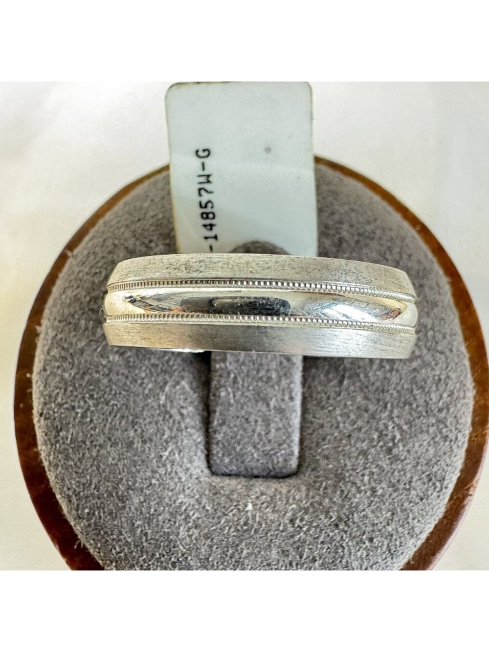 Men's Wedding Band Satin Finish White Alloy 8mm Wide Ring Size 10